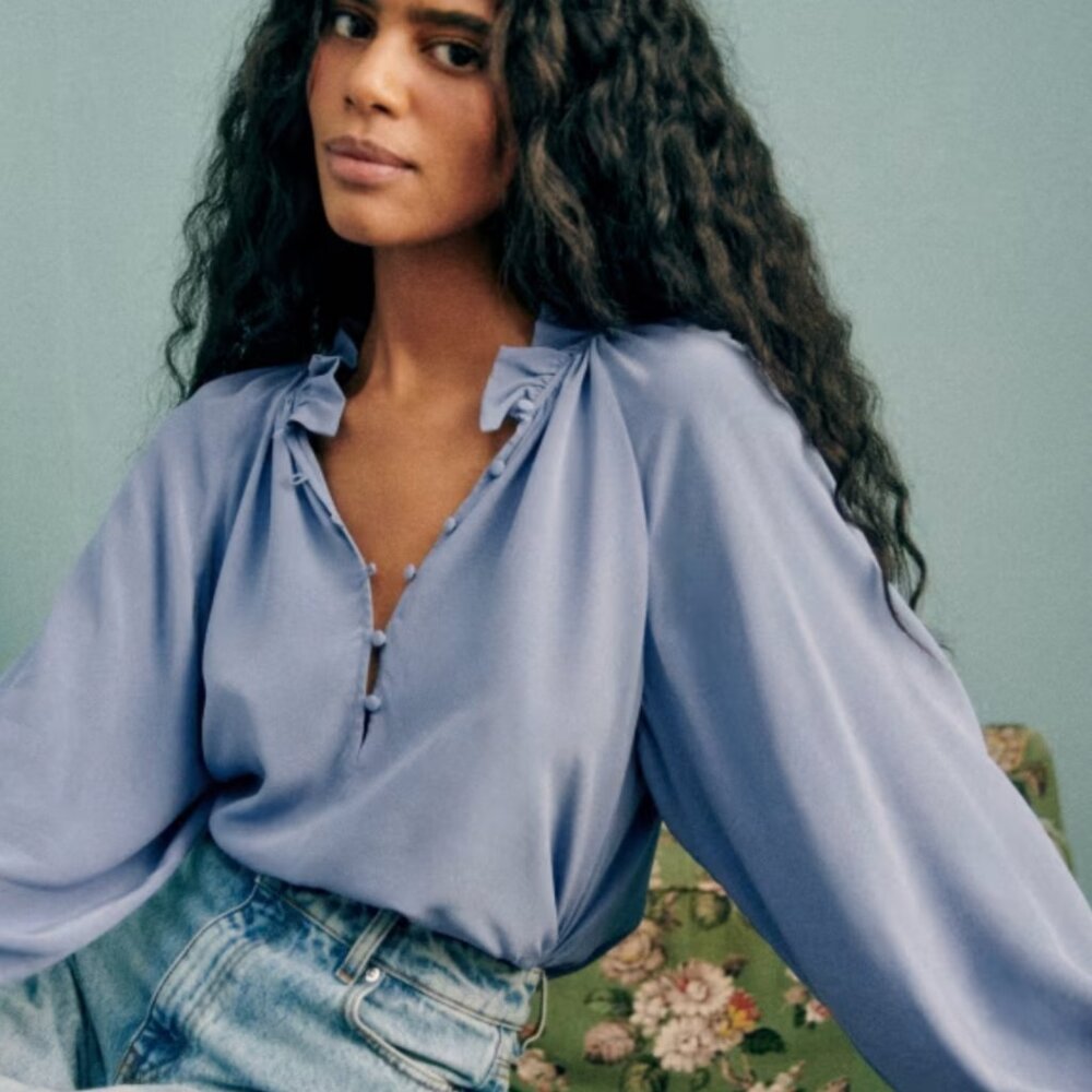 Sezane  Loubna Blouse Lavender Blue Size 4